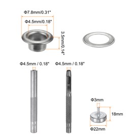 QUARKZMAN 100 Pieces Eyelet Tool Set 4.5mm Copper Eyelet Grommets Set with Hole Hollow Punch, Eyelet Tools for Clothing, Leather, Fabric Belt, Silver