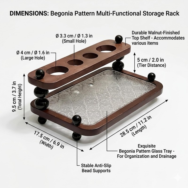 2 Pack 11.2 Inch Wood Riser Decorative Tray - Double