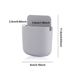 Storage Box with Remote Control, ABS Wall Mounted Small Parts Organizer Charging Stand Hanging Mount for Phone Accessories Storage (Blue+White+Gray)