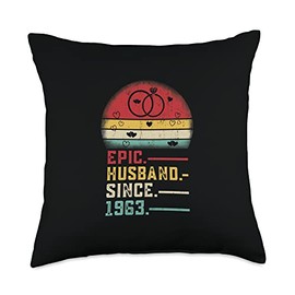 RETRO365 Epic Husband Since 1963 Wedding Graphic 59th Anniversary Throw Pillow, 18x18, Multicolor