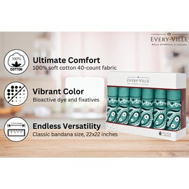 EVERY-VILLE Where Everyone is Welcome Paquete de 6 pañuelos 100% algodón, regalos de día festivo para hombres y mujeres, verde azulado, L
