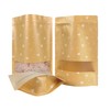 100PCS Stand Up Pouch bag with Window, Kraft Ziplock, 7"x