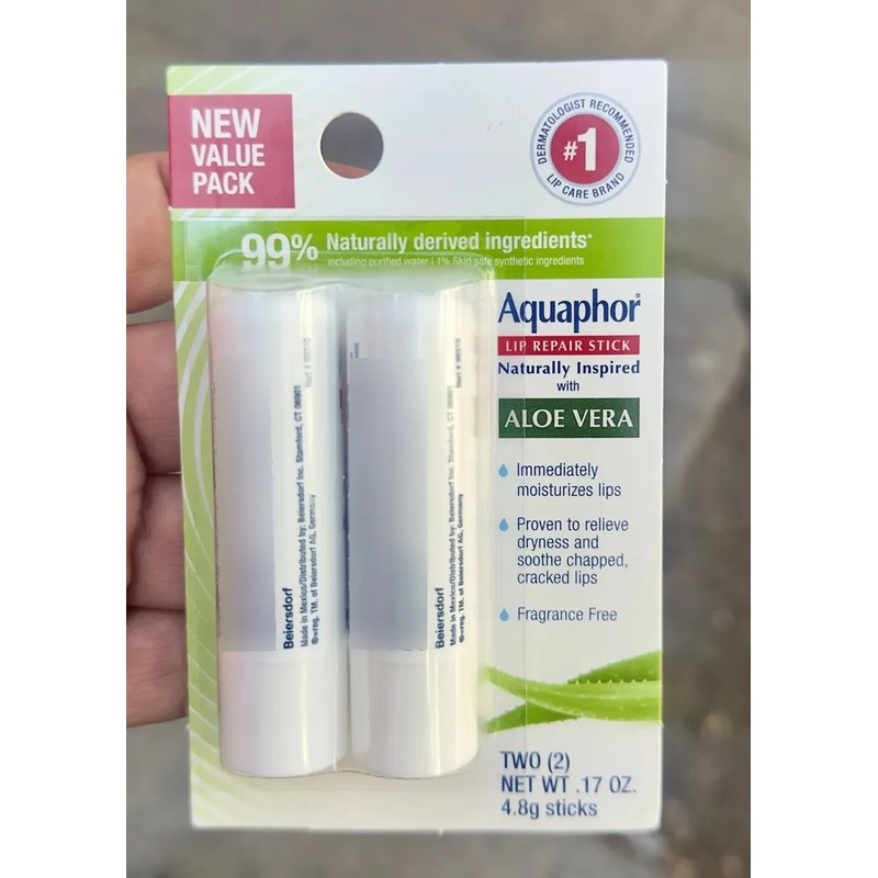 Bálsamo Labial Aquaphor Aloe Vera Pack 2 Piezas