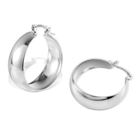 ALEXCRAFT Chunky Silver Hoop Earrings for Women, Hypoallergenic 925 Sterling Silver Post Wide Hoops Trendy 30MM