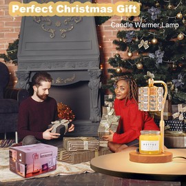 WOLDFY Candle Warmer Lamp with Timer, Candle Warmer Lamp Adjustable Height with 2 Bulbs, Dimmable Electric Candle Warming Lamp for Scented Jar Candles, Gold