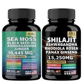 Omnipotent Nutrition Sea Moss & Shilajit (Black Seed Oil, Turmeric, Ashwagandha, Ginger, Vitamin D)