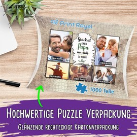 PR Print Royal Photo Puzzle with 5 Photos Print – Glück ist einen Papa wie Dich zu haben – Collage Puzzle Design Yourself for Dad – 1000 Pieces Including High-Quality Cardboard Packaging