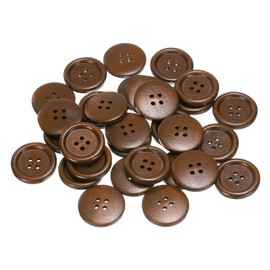 sourcing map 30pcs 40L Wooden Sewing Button 1"(25mm) 4 Holes Wood Round Craft Replacement Buttons for Clothing DIY Crafts Decoration, Coffee