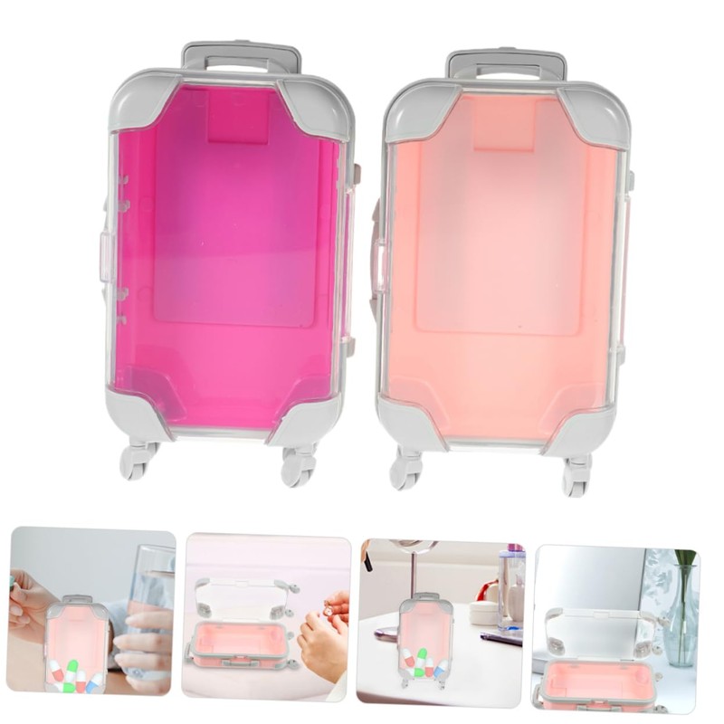 Beavorty 2 Stück Mini-Koffer für Wimpern mit Simulation, Trolley-Design, tragbar,