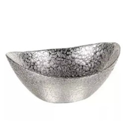 BADASH Snake Skin Silver Oval 6 inch Handmade Glass Bowl Model D3526S NIB