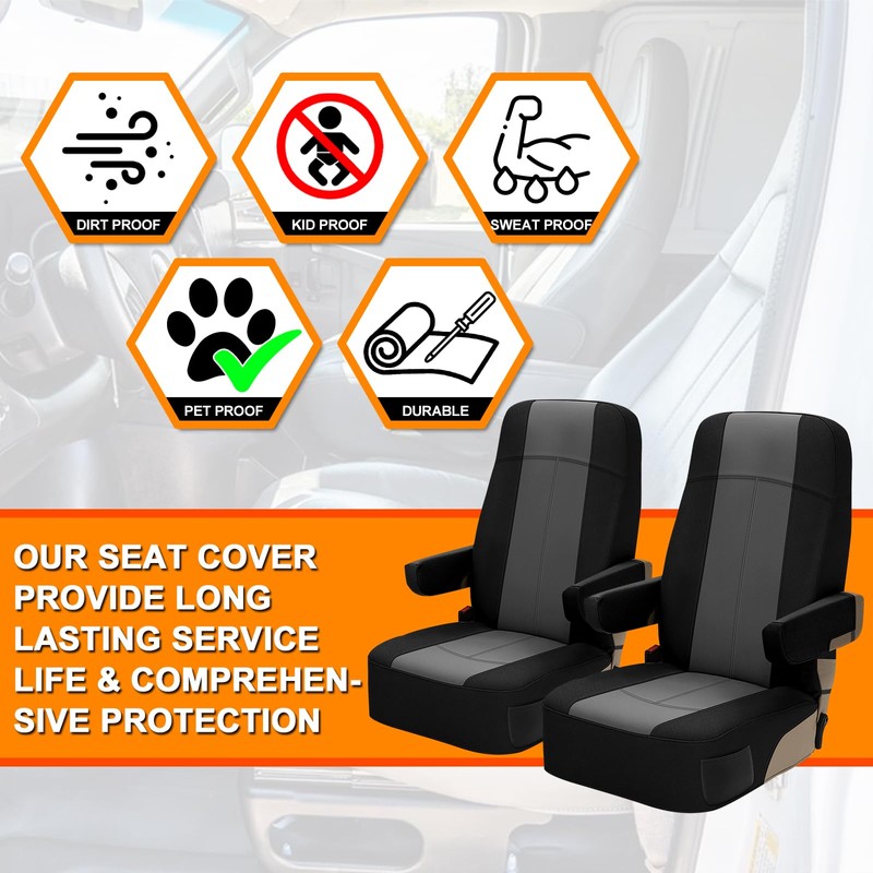Kistrba Truck Seat Cover Compatible with Motorhome Captain Chairs, Driver