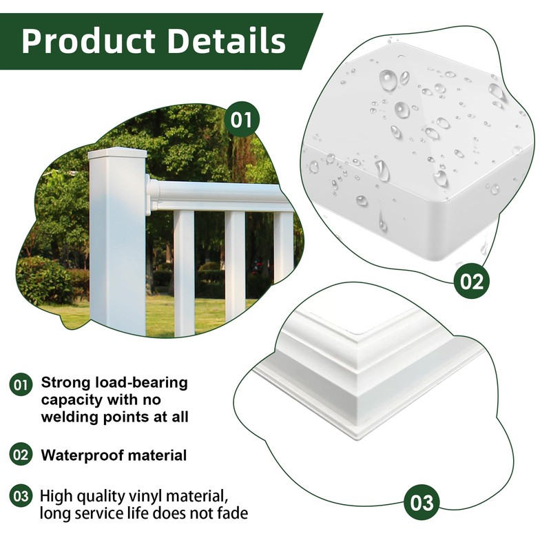 5 x 5 Post Cap & Base Set, Vinyl Fence