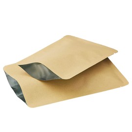 FERENLI 100 Pieces Kraft Paper Open Top Vacuum Sealable Bags Mylar Foil Heat Seal Pouches for Sample Food Storage Packaging with Tear Notches 3.1x4.7 inch
