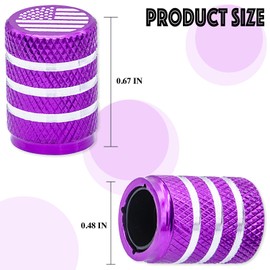 MEAJOO 5PCS USA Flag Tire Valve Stem Caps, with Plastic Liner Corrosion Resistant Leak-Proof, Universal for Cars, SUVs, Bike, Bicycles,Trucks and Motorcycles (Purple)