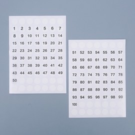 Colorful Round Number Labels Sticker 51-100 Green 32ea