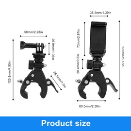 WJUAN Pack of 2 Camera Mount, Bicycle Mount, with 1/4 Inch Screws, 360° Rotation, Black, Motorcycle Mount, Suitable for Bicycles, Mountain Bikes, Kayak