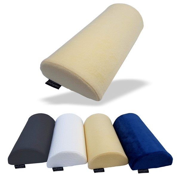 Medipaq Half Moon' Memory Foam Cushion Pillow - Use for Neck, Lower Back, Knees, Legs, Feet Virtually Any Position! (Soft Cream Terry)