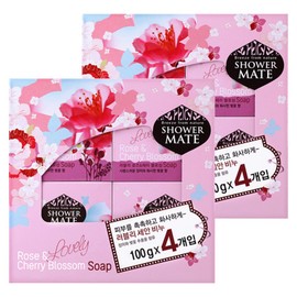 Shower Mate Lovely Rose & Cherry Blossom Face Wash Soap 100g 8 packs / 샤워메이트 러블리 로즈 & 체리 블라썸 세안 비누 100g 8개입