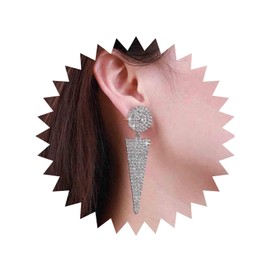 Aneneiceera Vintage Crystal Triangle Drop Earrings Gold CZ Disc Coin Earrings Full Rhinestone Triangle Earrings Geometric Earrings Jewellery for Women and Girls (Gold), Metal