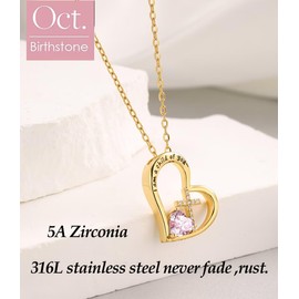 BAOWING Birthstone Cross Necklace for Little Girls Baptism First Communion Gifts Easter Birthday Christmas Gifts Kids Girls Jewelry for Goddaughter Godchild Teens Women 14K Gold Plated October