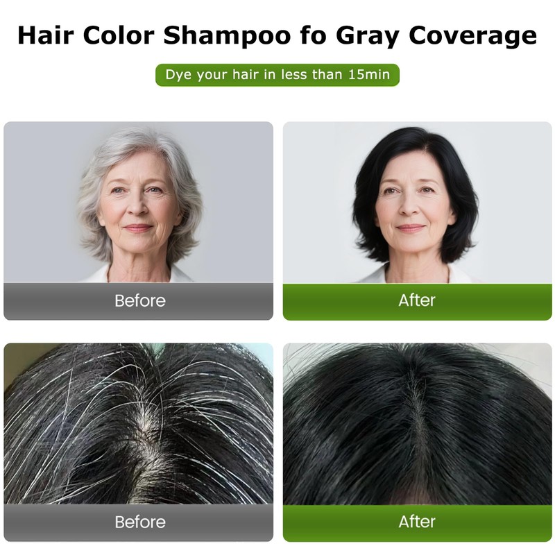 Limer Hair Dye Shampoo Natural Black Pack of 10, Root