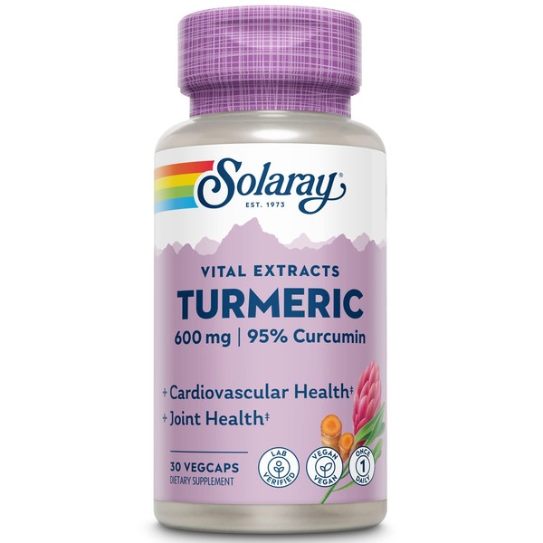 SOLARAY Turmeric Root Extract 600mg One Daily Healthy Joints, Cardiovascular System Support Guaranteed Potency (076280186628) (30 CT)