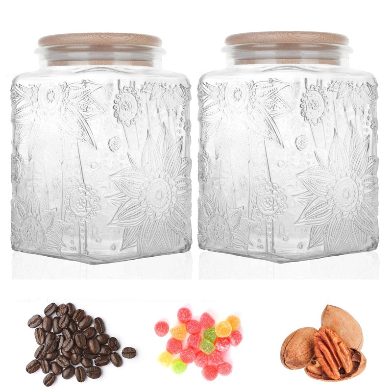 Glass Storage Jars With Airtight Lid, 23.7oz Canister For Kitchen