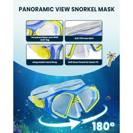 OutdoorMaster x U.S. Divers Admiral Set Adults Snorkeling Mask Fins Gear, Travel Use Scuba Diving Kit with Panoramic View Mask, Dry Top Snorkel, Trek Fins, Portable Bag for Swimming Snorkeling