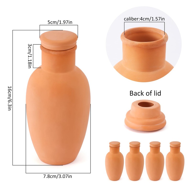 4pcs Ollas 3.1inch Plant Watering Globes Clay Watering Pot with