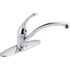Delta Foundations Chrome Kitchen Faucet, Contemporary 3 Hole Kitchen Sink