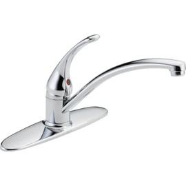 Delta Foundations Chrome Kitchen Faucet, Contemporary 3 Hole Kitchen Sink Faucet, Single Handle, Chrome B1310LF