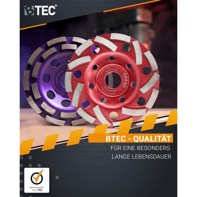 BTEC Twin Speed Diamond Grinding Cup Disc, 125 x 22.23