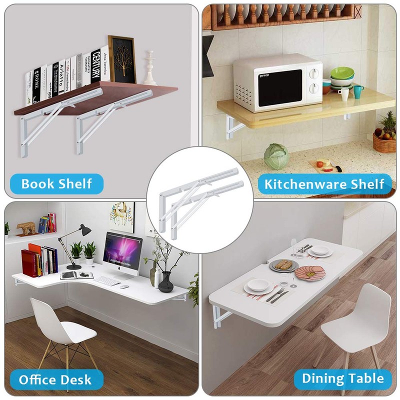 Folding Shelf Brackets 2 Pack,Heavy Duty Triangle Shelf Bracket for