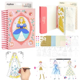 Aomig Dress Up Play Set 38 Pieces Princess Dress Up Game Paper Makeup Game for Girls Paper Makeup Toy Set Fashion Design Craft Set DIY Toy for Children Girls Gifts 4~8 Years (B)