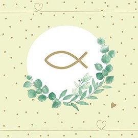 20 Napkins Fish on Ivy Green | Communion | Confirmation | Christening | Table Decoration 33 x 33 cm