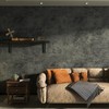 JSEVEM 31"×157" Extra Wide Thick Dark Blue Grey Concrete Wallpaper