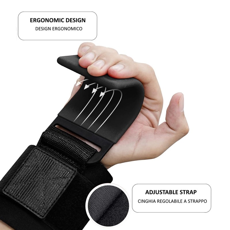 Weight Lifting Hooks Wrist Padding Pair of Straps 8 mm