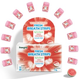 Breath Strips Fresh Watermelon Flavor,Individual Packs 12×20-Strip Packs,Portable Pocket-Sized Oral Care Mouth Freshener,Sugar Free
