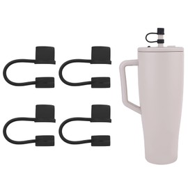 BOXOB 4pcs Silicone Straw Tip Covers Compatible with Brumate Era 30oz and 40oz Tumbler, 12mm Dust-Proof Cup Accessories Straw Cap Toppers Protector, BPA-Free Leakproof & Travel-Friendly (Black)