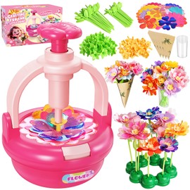 Einailvk Fabric Flower Bouquets Toys, DIY Flower Making Kit for Kids 3 4 5 6 7 8 9 10 11 12 Year Old Girl Birthday Christmas Gift, Art and Crafts Kit Toys for Girls 3-12 Year Old (Pink)