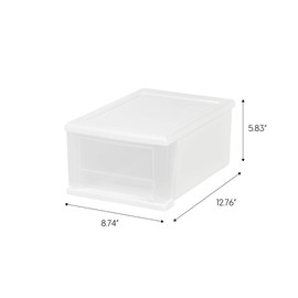 IRIS USA 7 Qt. Plastic Stackable Storage Drawers, Small, 4 Pack, White