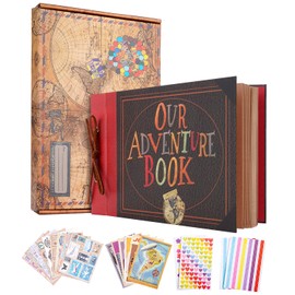 Our Adventure Book Scrapbook, Best DIY Travel Scrapbook Photo Album 80Pages, Retro Album Wedding Photo Album for Lover, Kids, Valentines' gifts, Mother's Day Gift,11.6 x 7.5 Inch