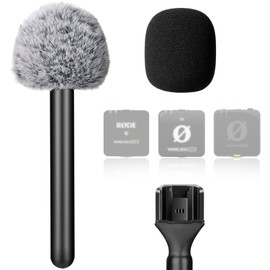 Frgyee Handheld Mic Adapter for Rode Wireless GO II, Interview Microphone Handheld Adapter with Mic Windscreen for Wireless ME, Wireless PRO