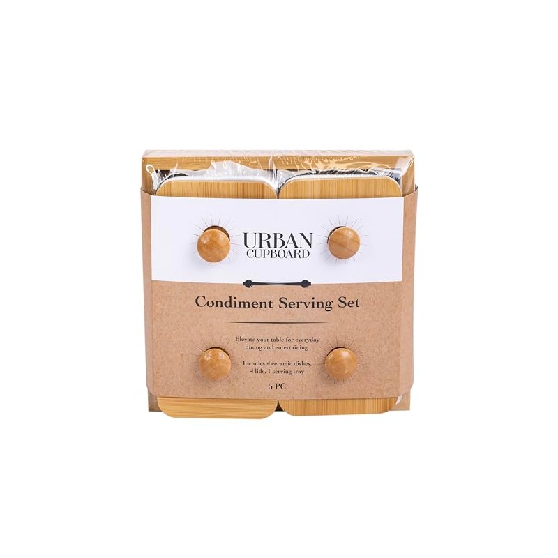 Urban Cupboard Condiment Serving Set, Set of 4, Includes Lids