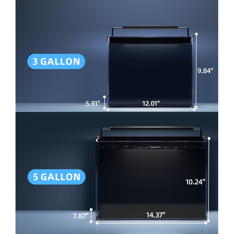 5 Gallon Fish Tank Aquarium Kit with Filter, LED Light