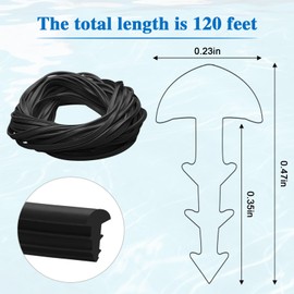 MIYOLO 120'ft Pool Liner Lock for In-Ground and Above Ground Pools, Roll Swimming Pool Liner Bead Lock Black