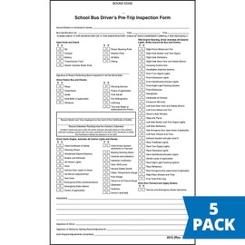 School Bus Driver's Pre-Trip Vehicle Inspection Form 5-pk. - Book Format with 31 Sets, 2-Ply Carbonless, 5.5" x 9.25", J. J. Keller & Associates, Inc.