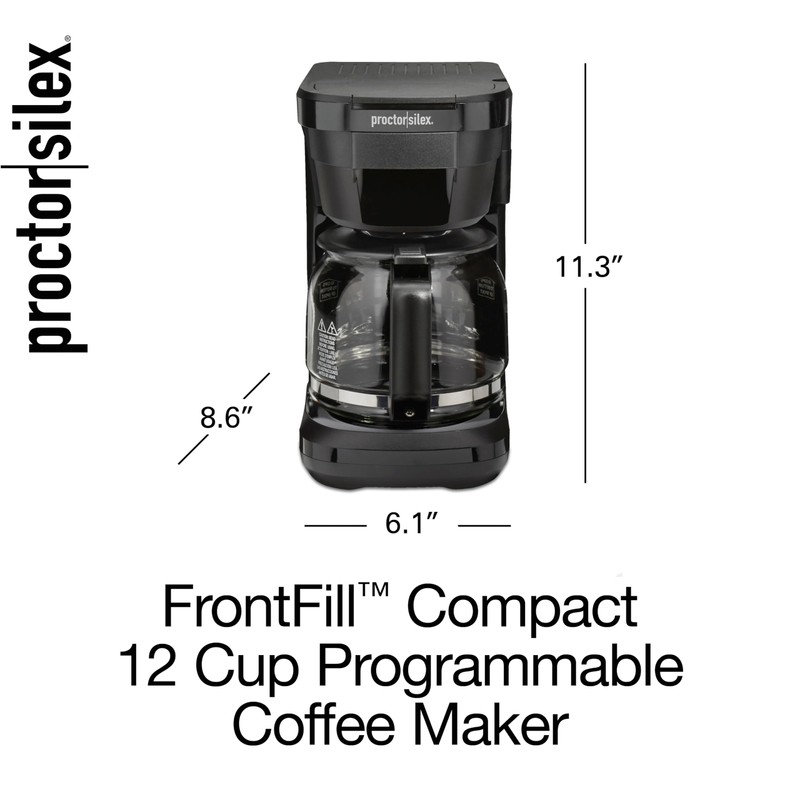 Proctor Silex FrontFill Drip Coffee Maker, Digital & Programmable, 12