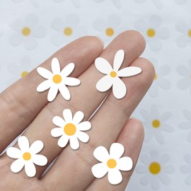 Set of 70, Little Daisies Stickers, Cute Flower Stickers, Laptop Stickers, Water Bottle Stickers, Phone Flower Sticker, Aesthetic Stickers, Vinyl Stickers Daisy Sticker Pack, 1 inches (White)
