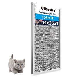 UBeesize 14x25x1 Reusable Electrostatic Air Filter HVAC AC Furnace Filter,MERV 8, Washable, Lasts a Lifetime,Permanent Air Filter,Breathe Fresher,Home And Office(Actual Size:13.5x24.5x0.86 Inch)
